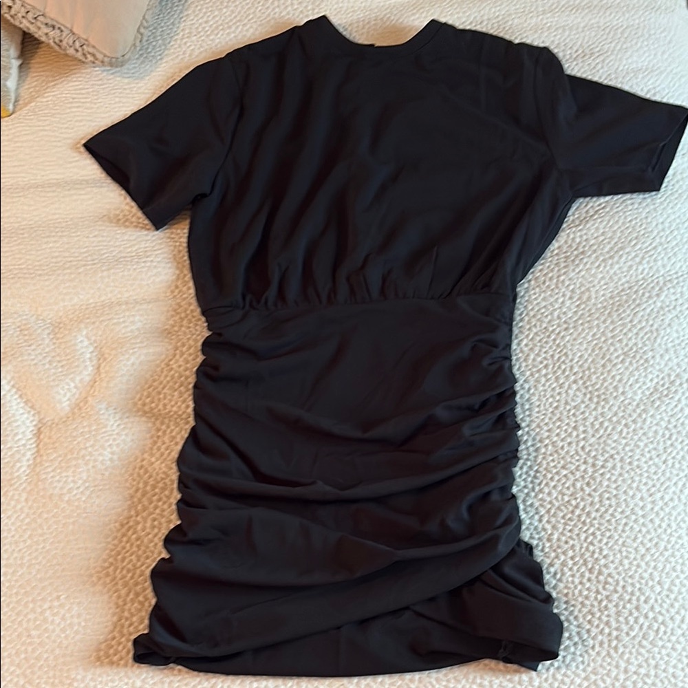 Abercrombie & Fitch Black Ruched Mini Sheath Dress